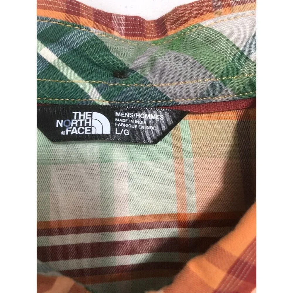 The North Face Men Shirt Madras Plaid Short Sleeve Button Up Hiking Large L